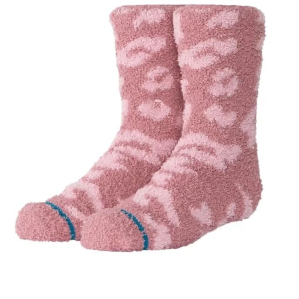 Stance Girl's, Purrfect Kids Crew socks, Dusty Rose, Large (Big Kid)